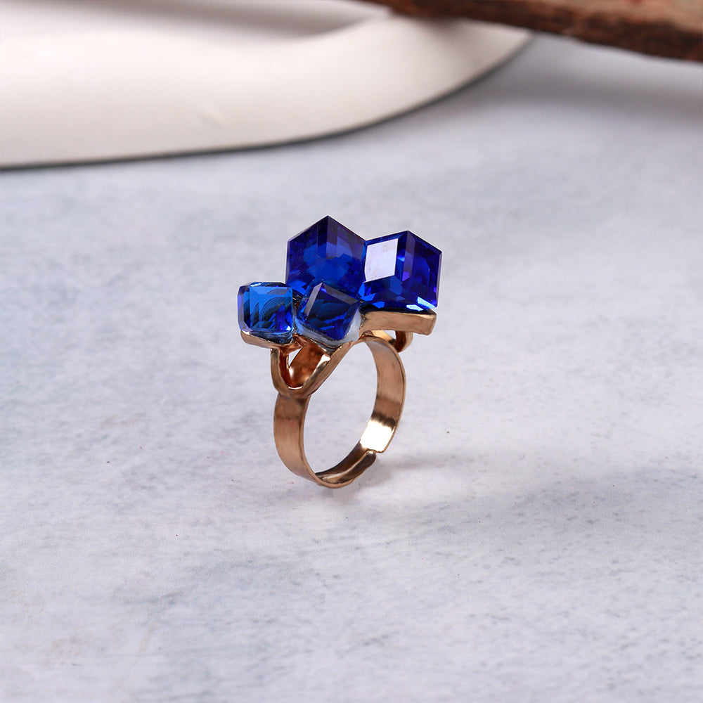 Crystal Loop- Stone studded metal ring