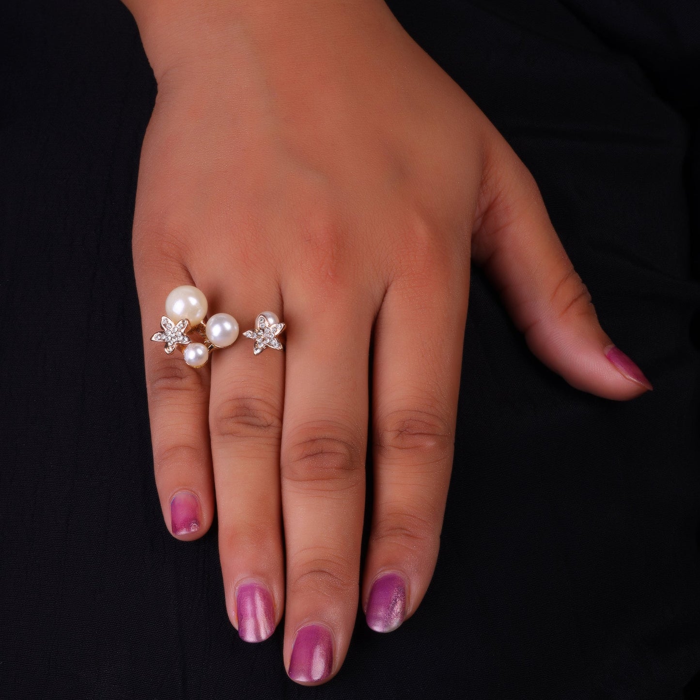 Twilight Spark- Peal studded Ring