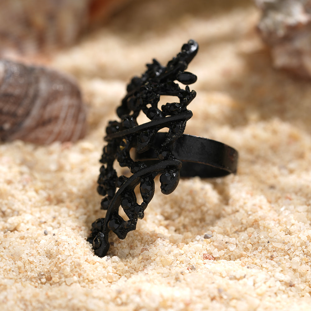 Divine Bloom- Black metallic ring
