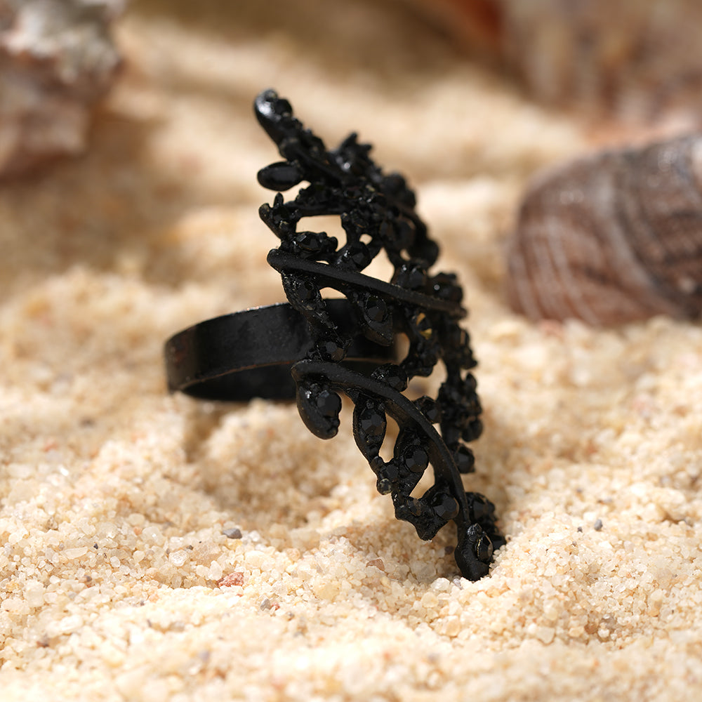 Divine Bloom- Black metallic ring