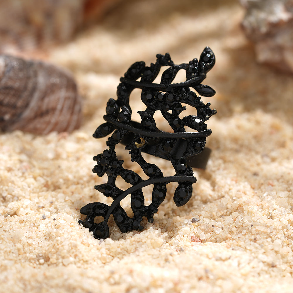 Divine Bloom- Black metallic ring