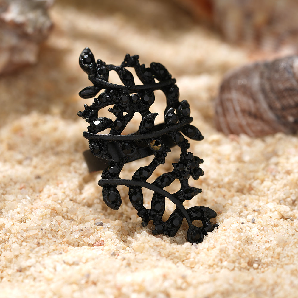 Divine Bloom- Black metallic ring