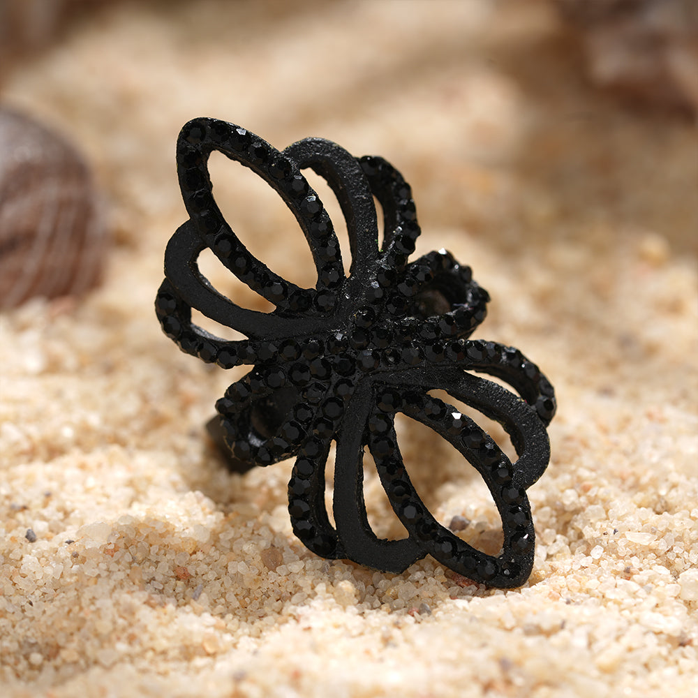Aura Bloom- Black Metallic Ring