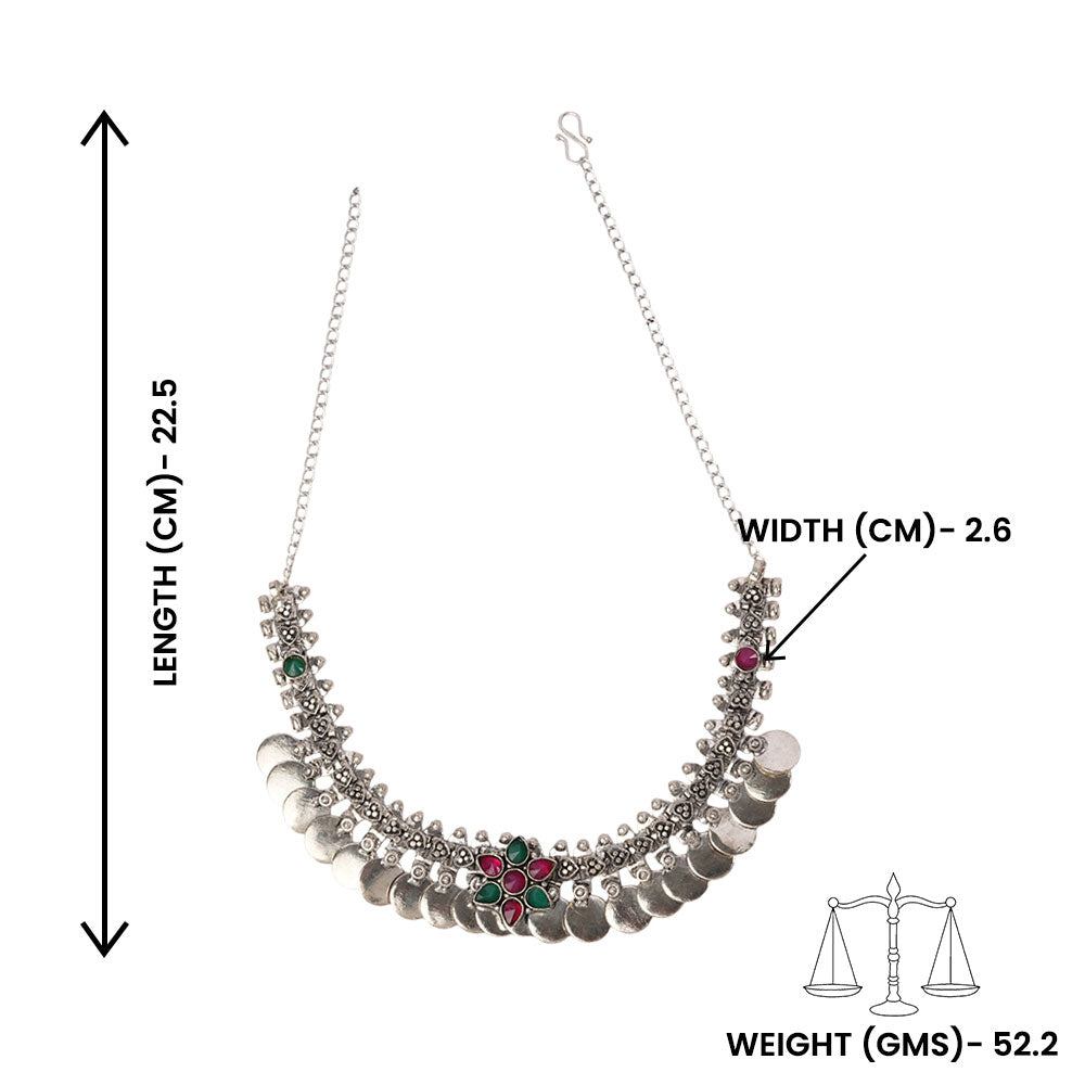 Yashita- Red and Green stone Coin Brass Neckpiece