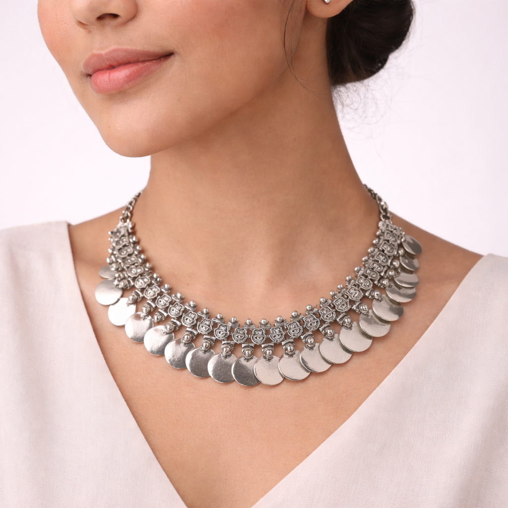 Tarini- Brass Coin Neckpiece