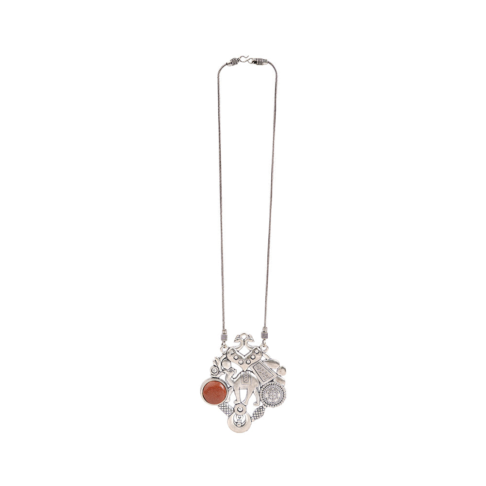 Maitri- Rajasthani Oxidised Neckpiece(Red)