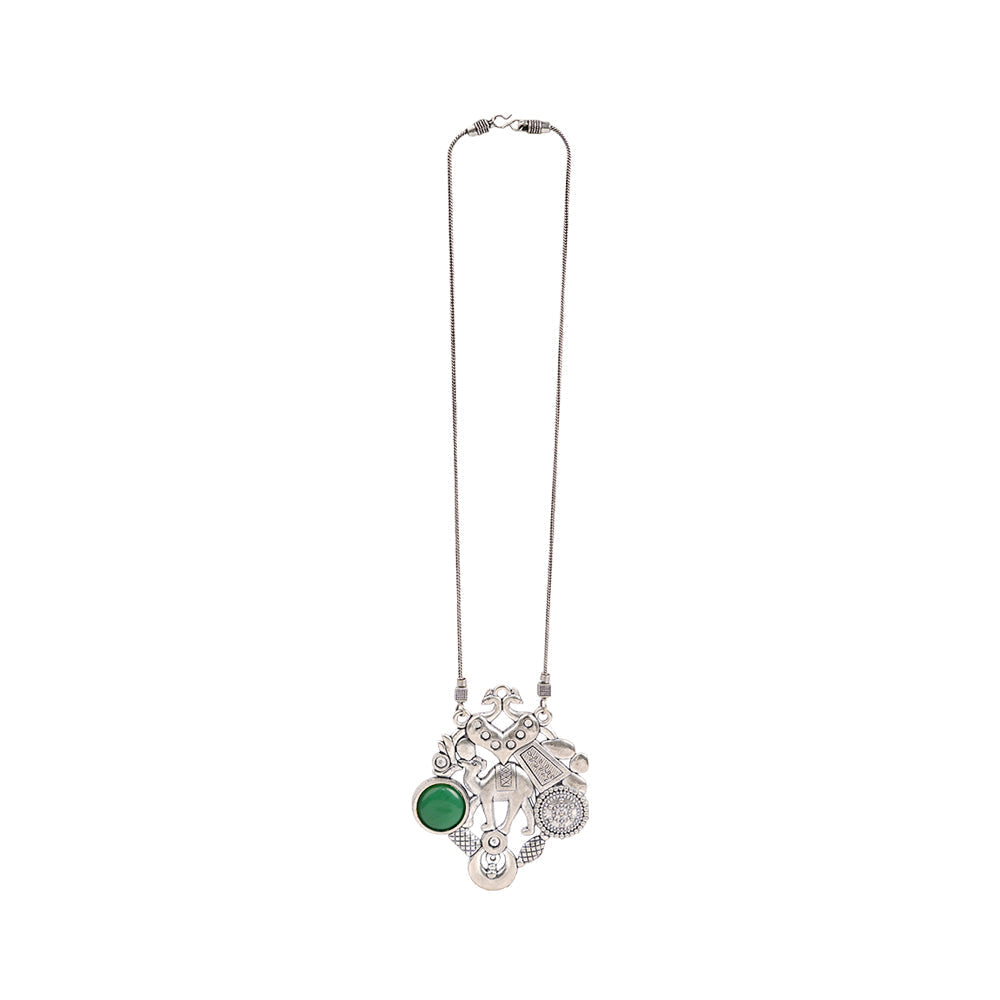 Maitri- Rajasthani Oxidised Neckpiece(Green)