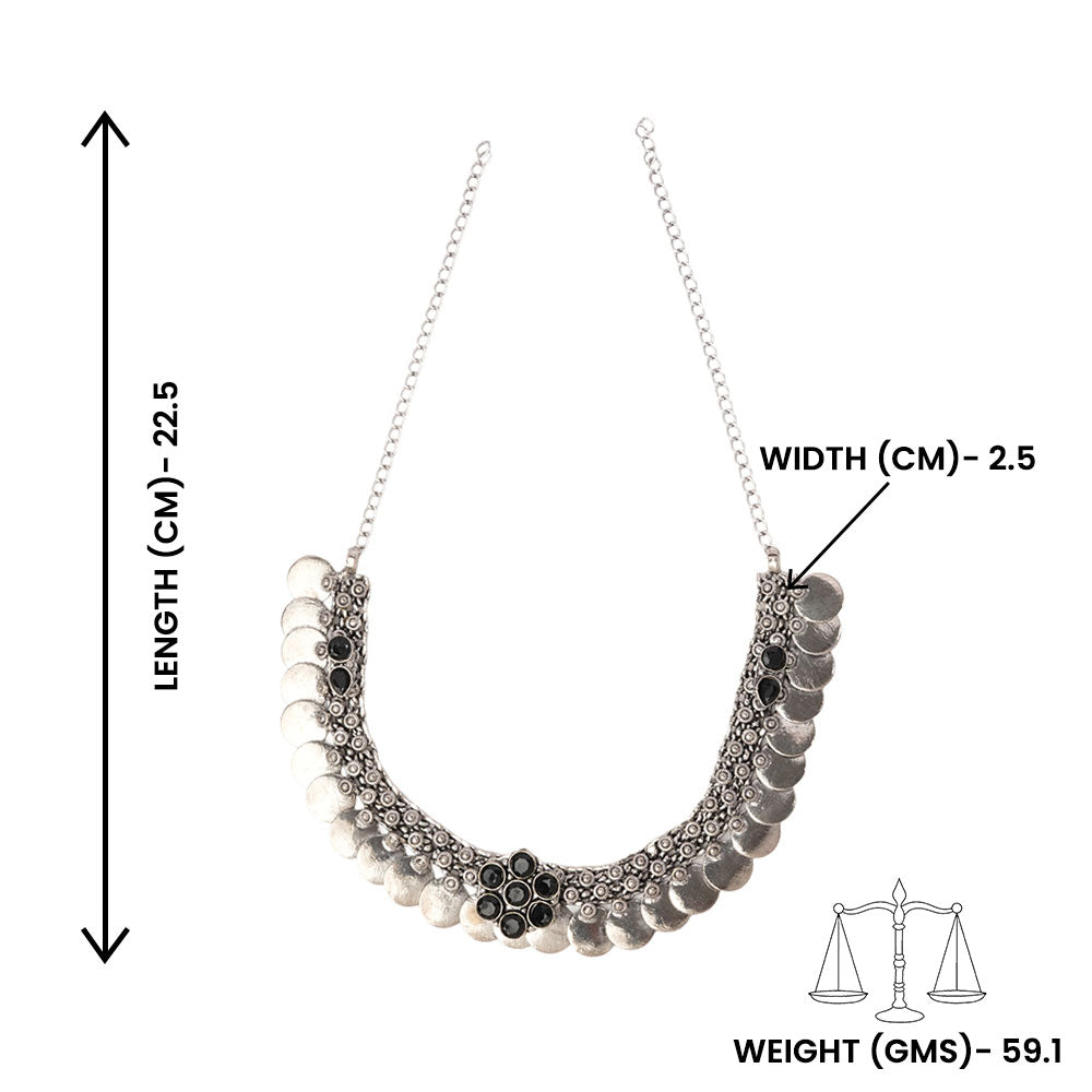 Shivangi- Black stone Brass Coin Neckpiece
