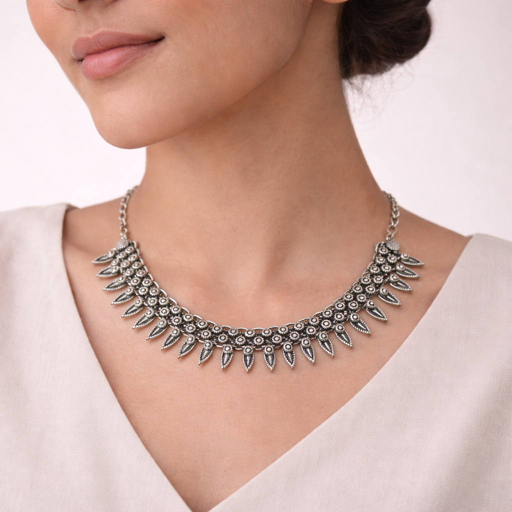 Manihar- Brass Oxidised Necklace