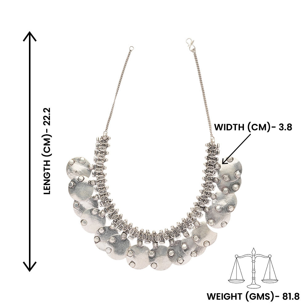 Anandi- Silver Toned Brass Necklace