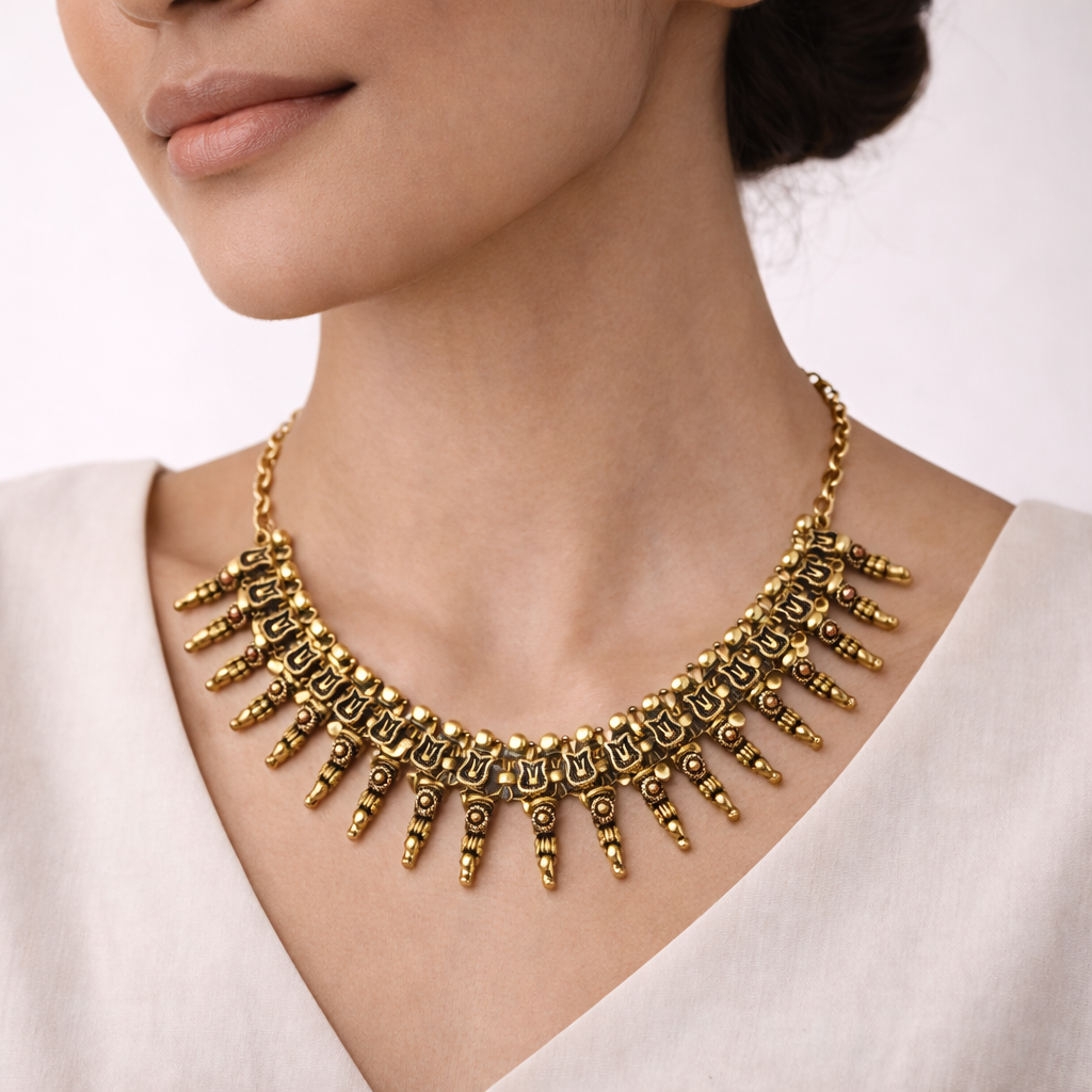 Shringarika-Brass Oxidised Necklace