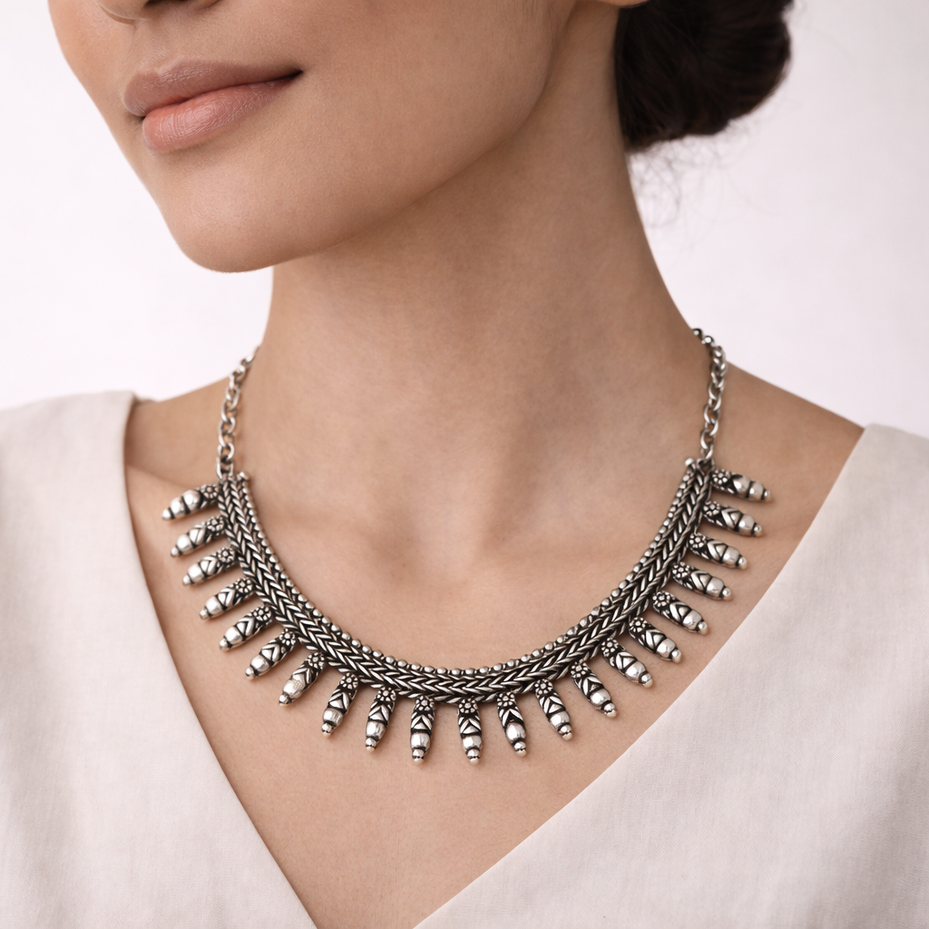 Anvika- Oxidised Necklace