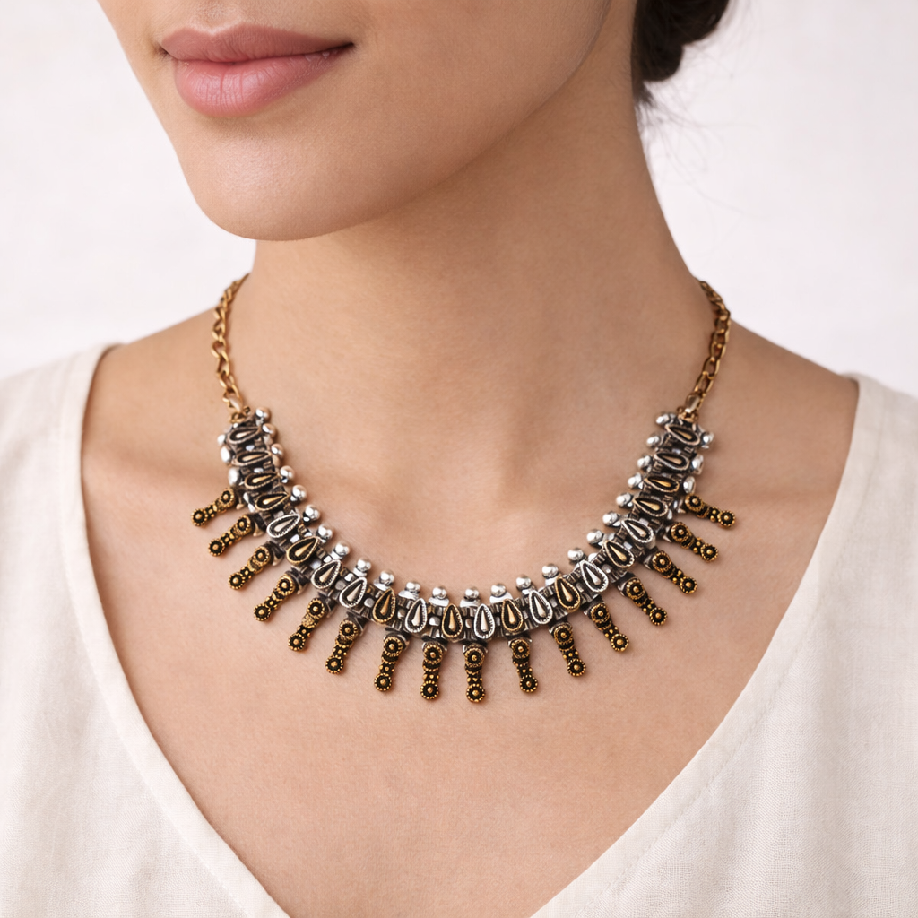 Neelmala- Dual toned Brass Necklace