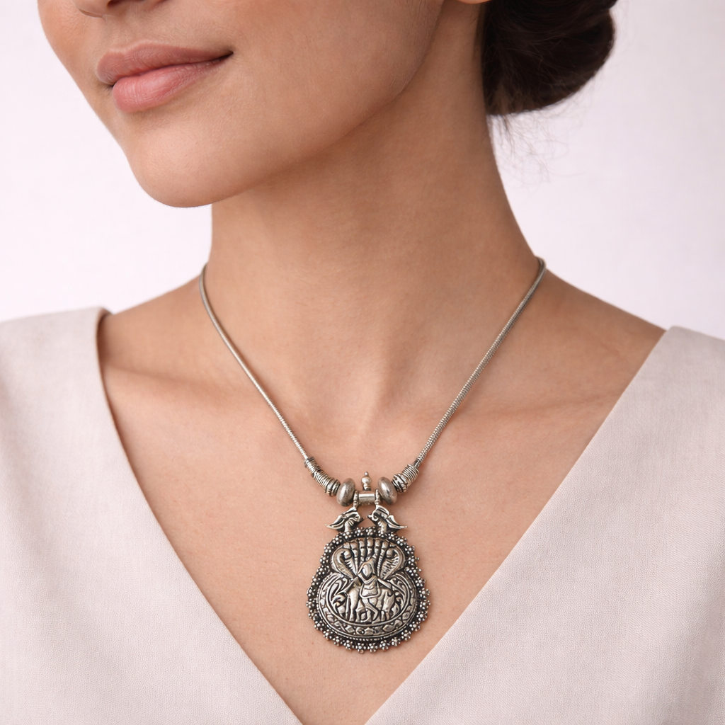 Nirvana- Krishna Oxidised Pendant chain set