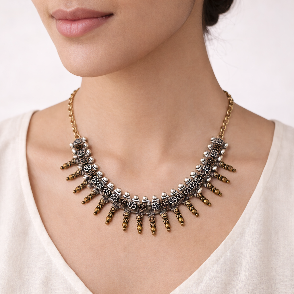 Hemhar- Brass Oxidised Necklace
