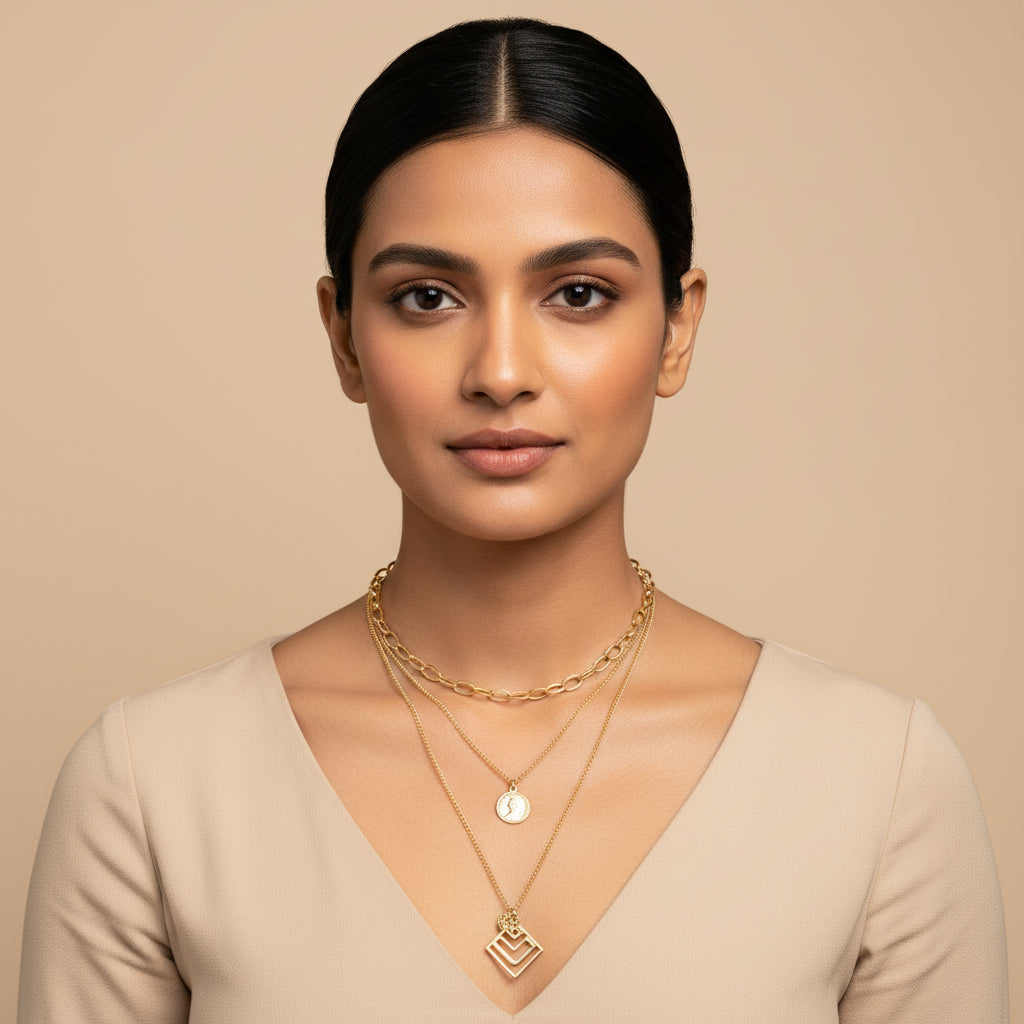 Dew Thread- golden minimal layered necklace