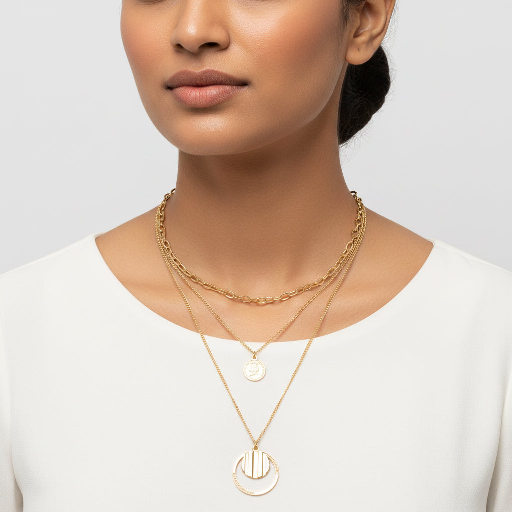 Aurora Flow- golden minimal layered necklace