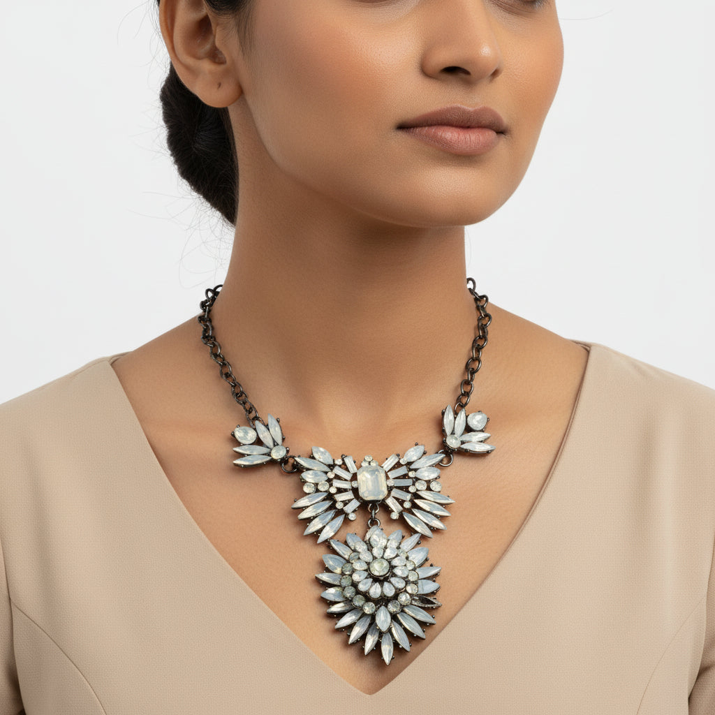 Formed Light- Stone studded statement neckpiece