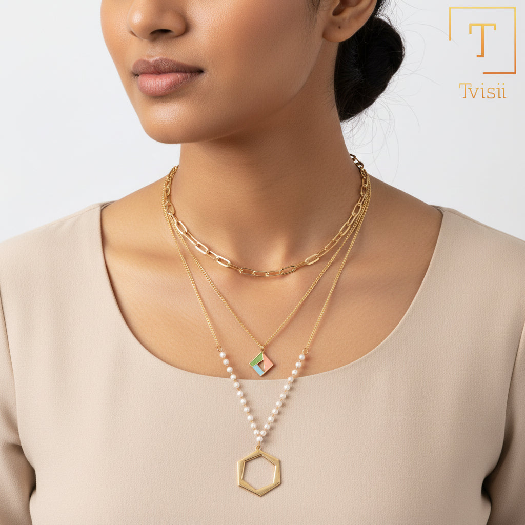 Glow Within- golden minimal layered necklace