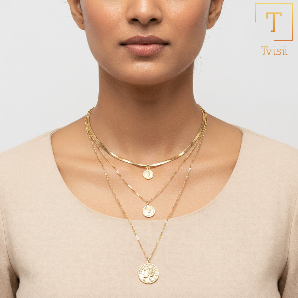 Sunleaf Thread- golden minimal layered necklace