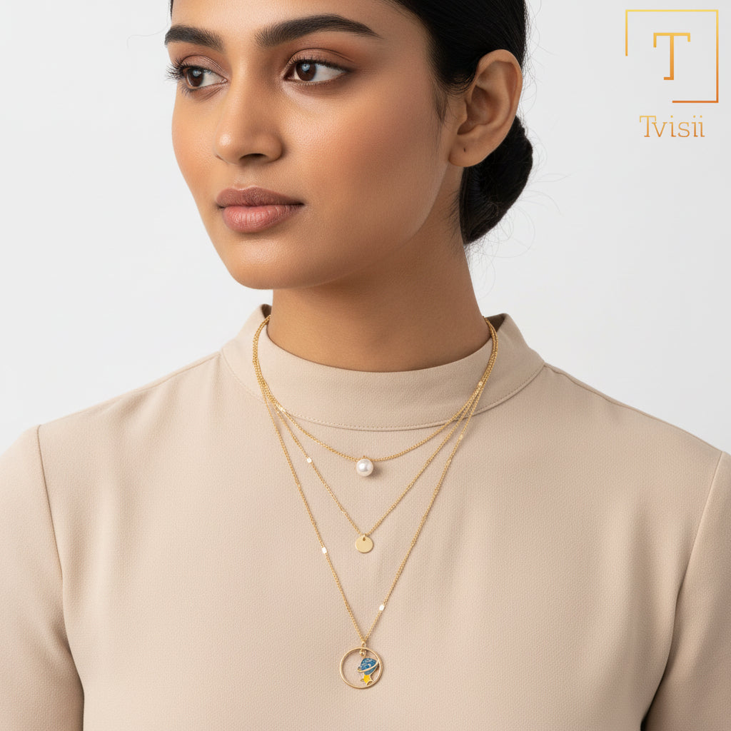 Dune Line- golden minimal layered necklace