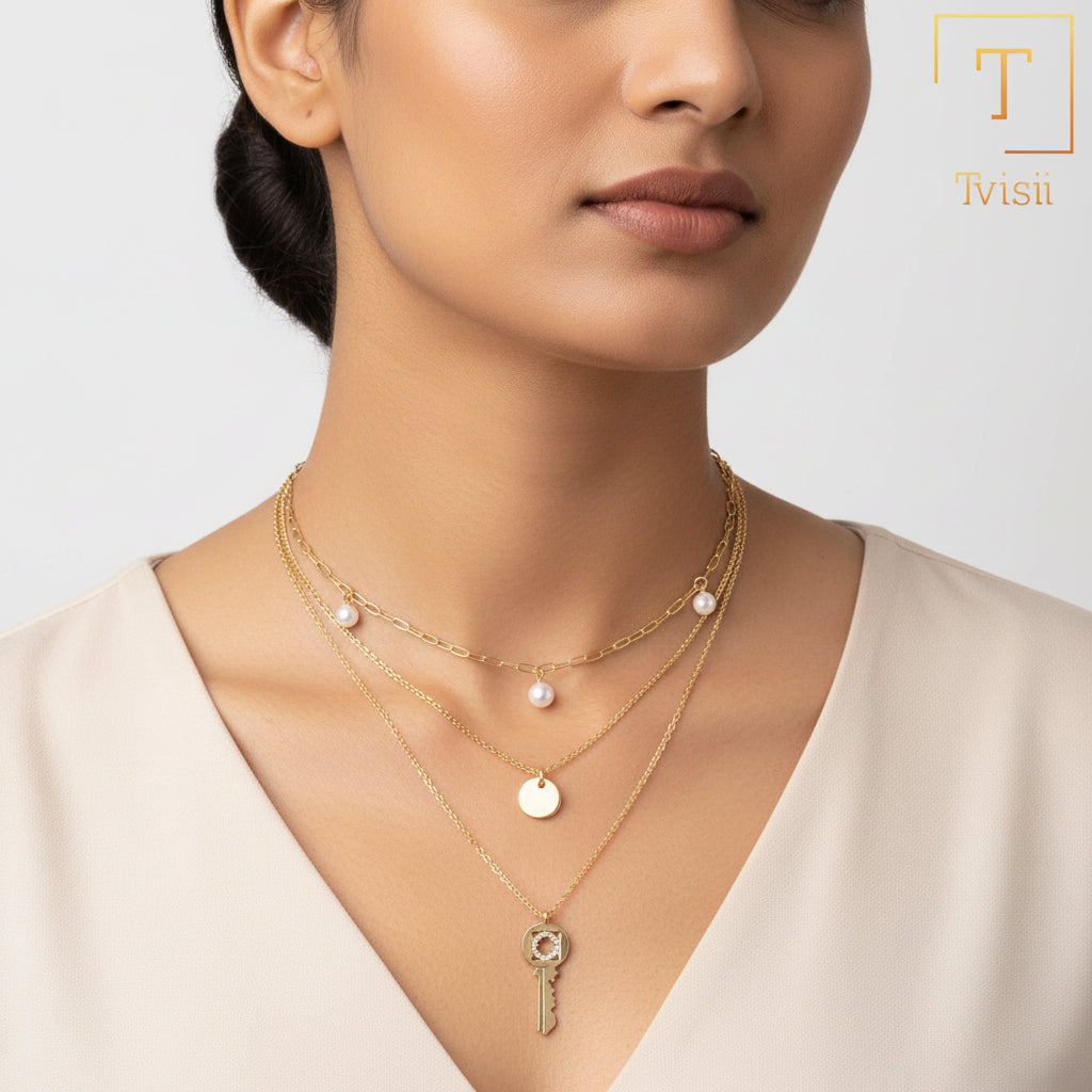 Amber Flow- golden minimal layered necklace