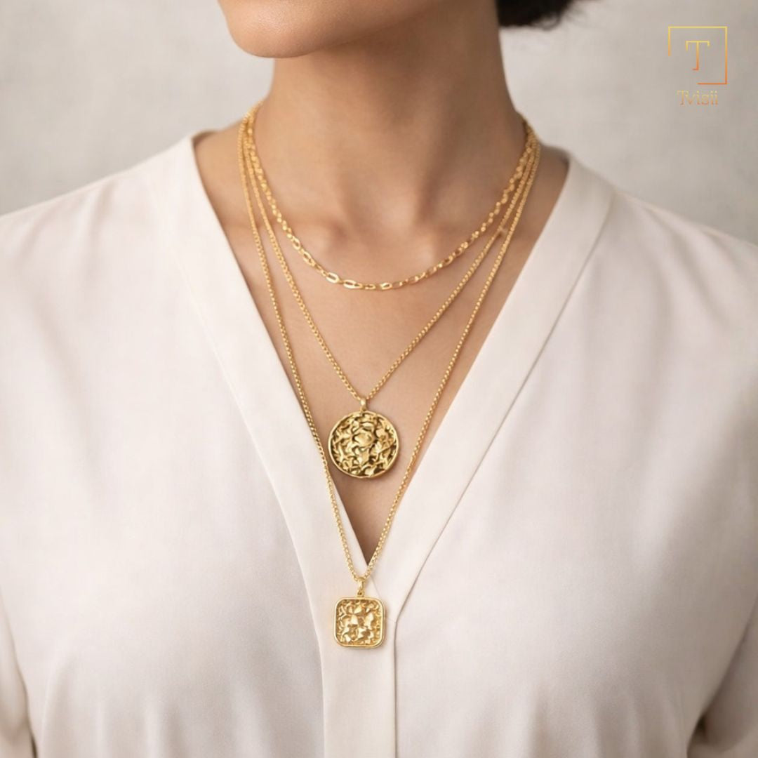 Sunbeam Layers- golden minimal layered necklace