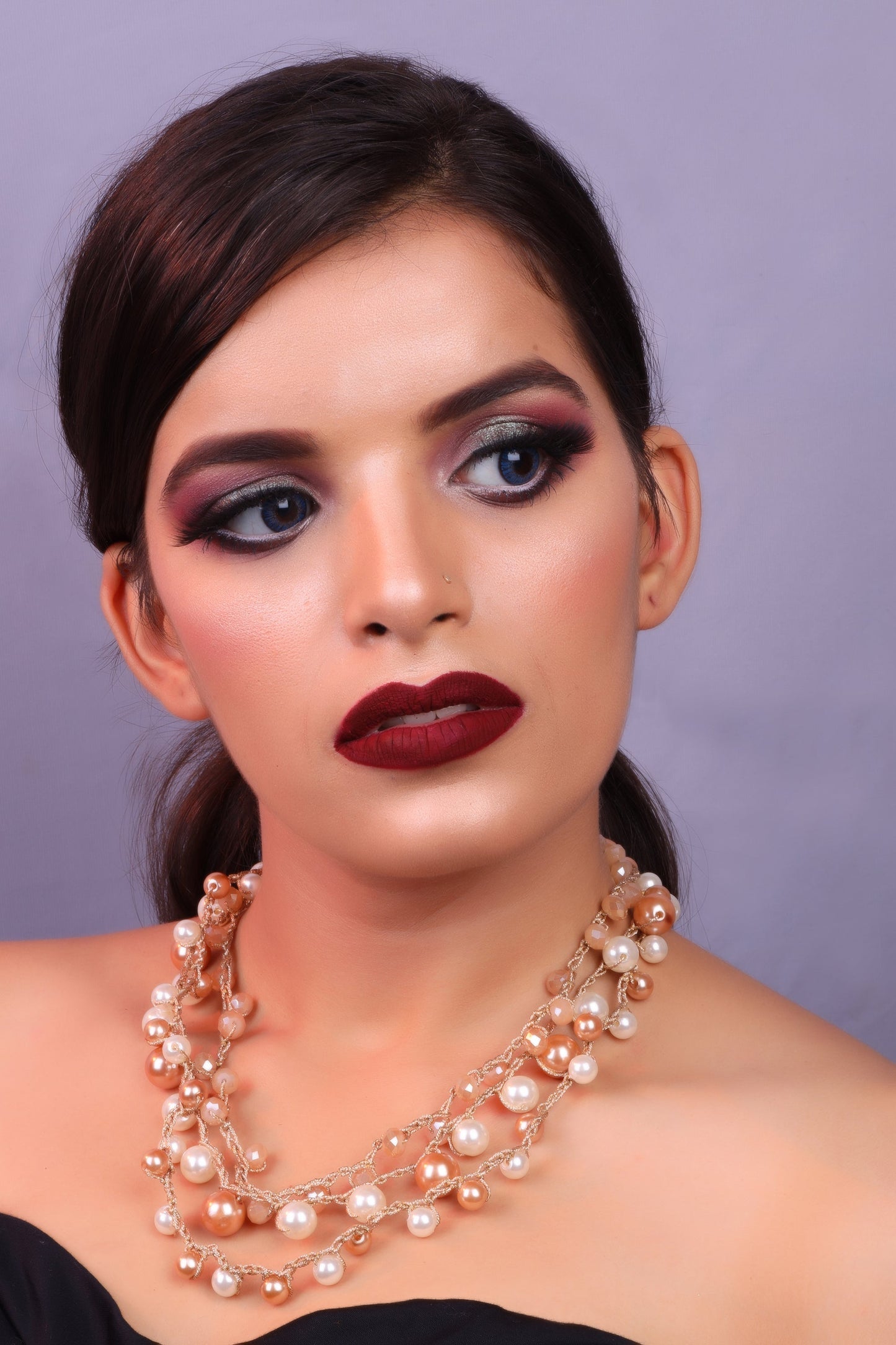 Statement pearls- Pearl studded statement neckpiecegolden minimal layered necklace