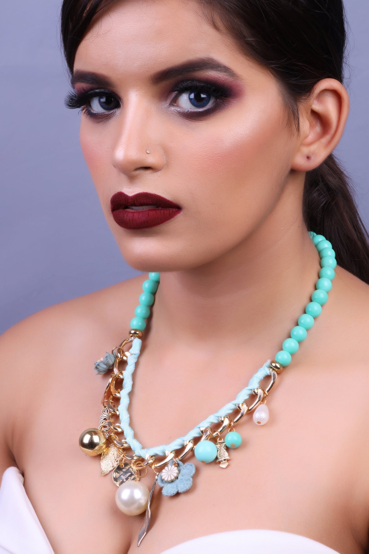Aura Burst- Charm Studded Beaded Neckpiece
