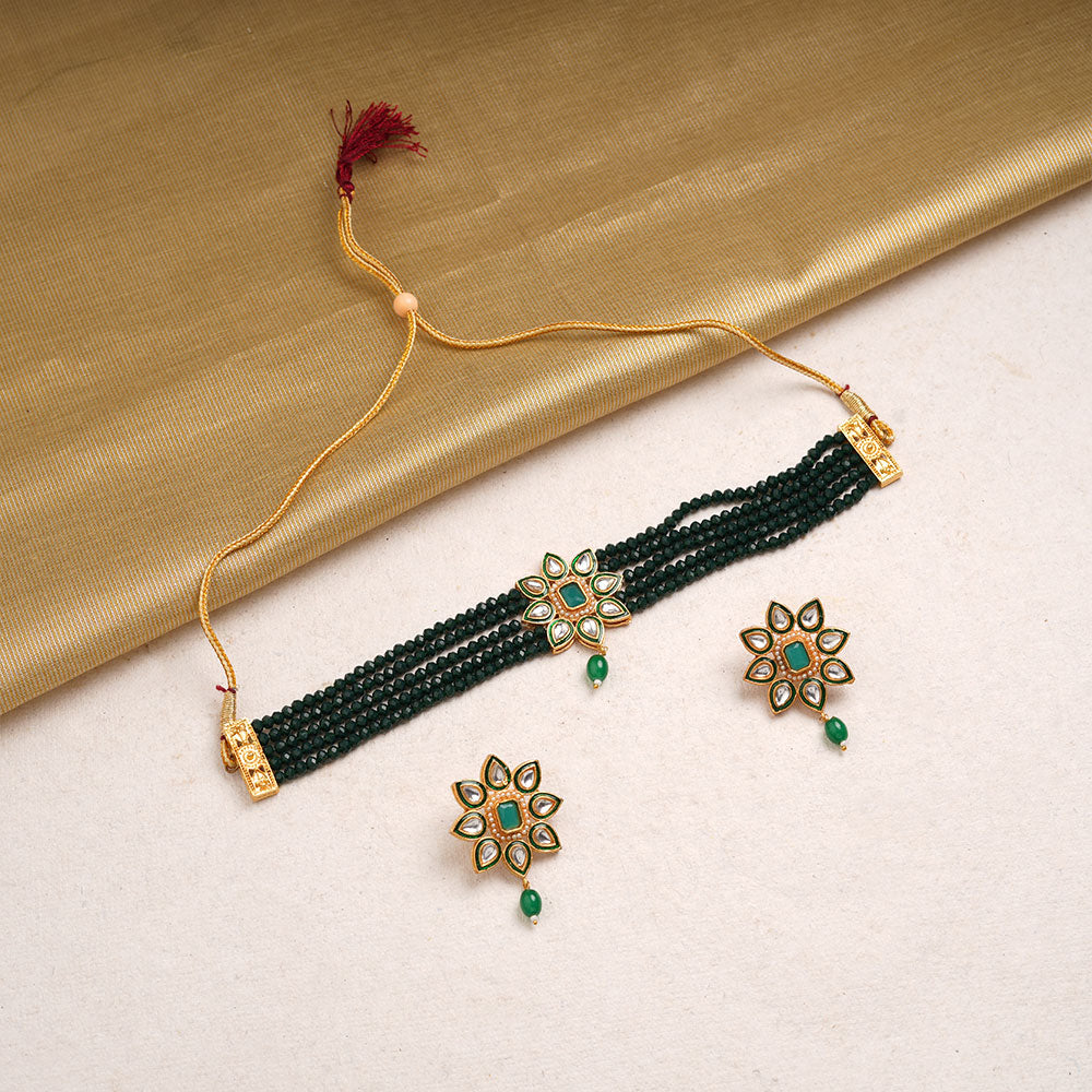 Meenakari Necklace Set (Green)