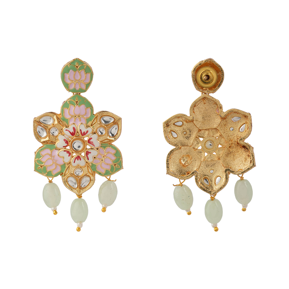 Liyana- Stone studded Neckpiece set (Parrot Green)