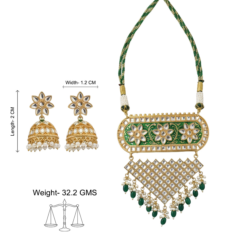 Mehera - Floral Pearl Neckpiece Set(Green)
