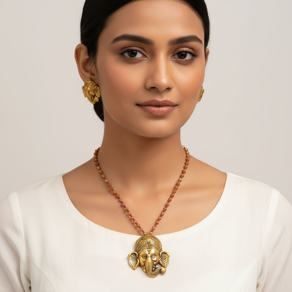 Ekdanta- Ganesh Pendant Beaded Neckpiece