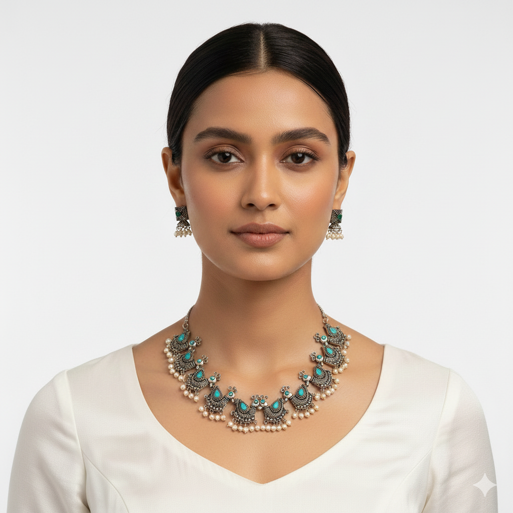 Shobhita – Silver-Toned Brass Necklace Set