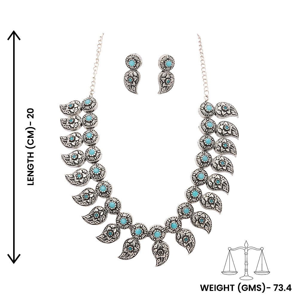 Parampara- Oxidised Neckpiece Set (Sky Blue)