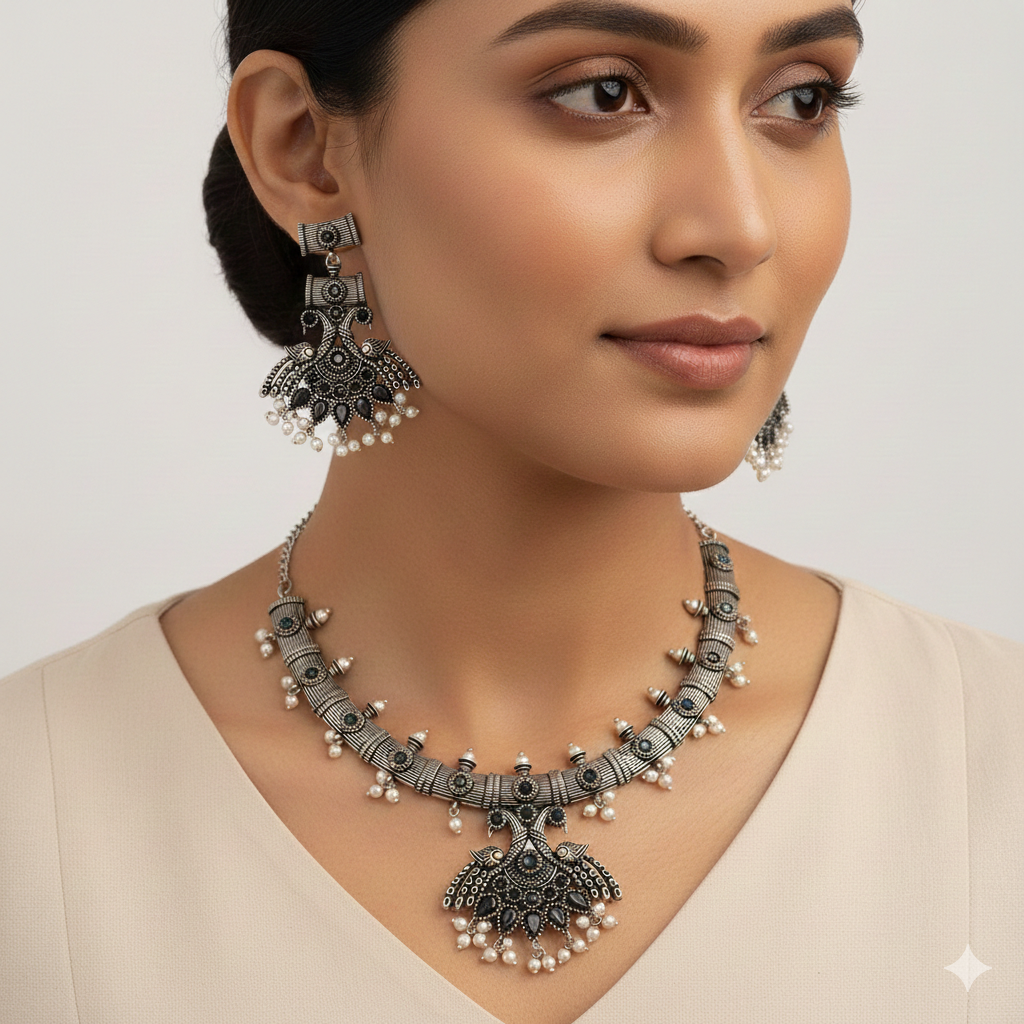 Mrinalini – Oxidised Necklace Set