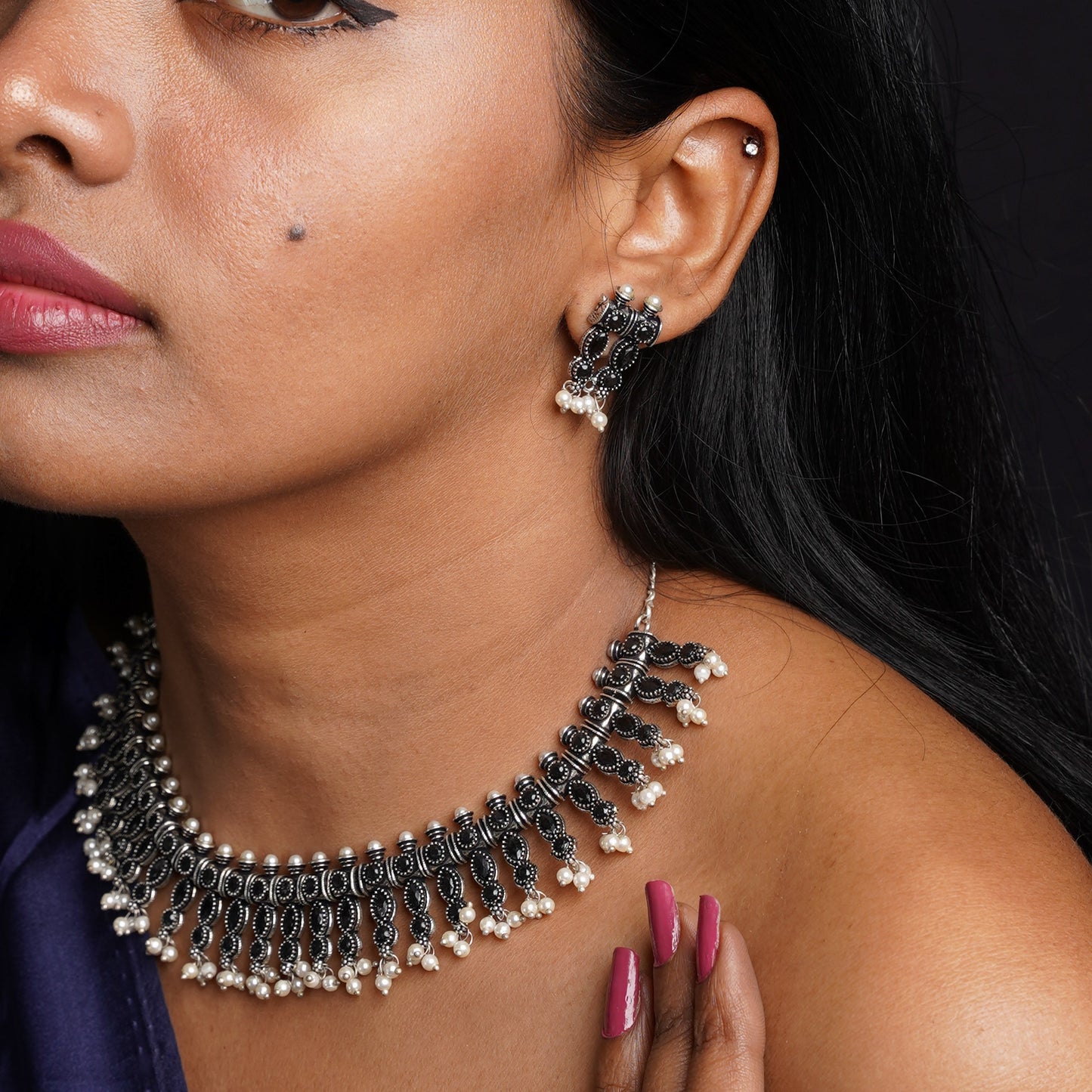 Shrivatsa- Oxidised Necklace Set