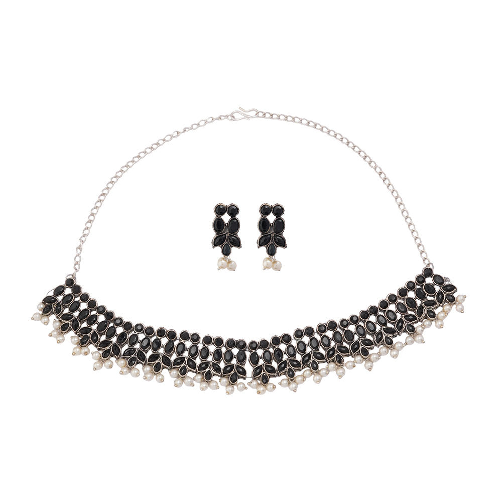 Sharanya – Stone-Studded Brass Necklace Set