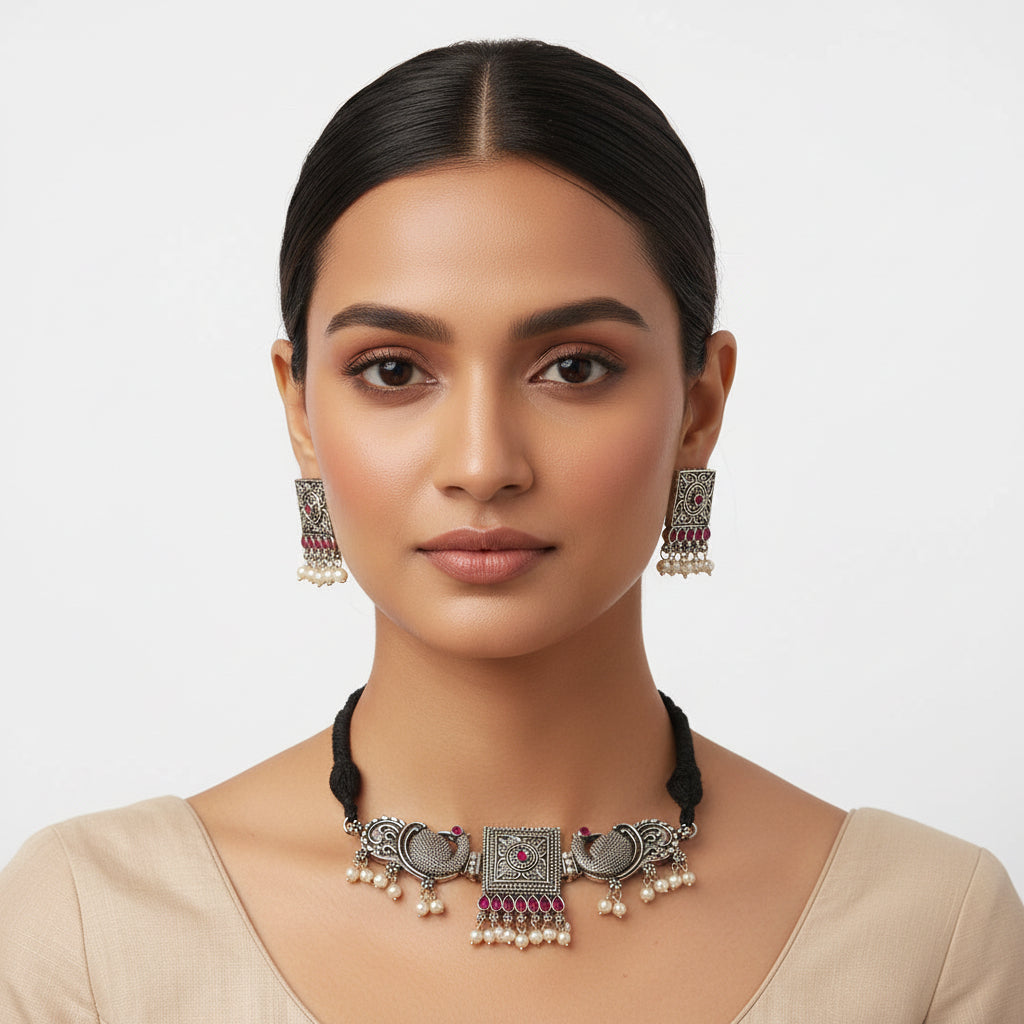 Shubhrangi – Oxidised Brass Necklace Set