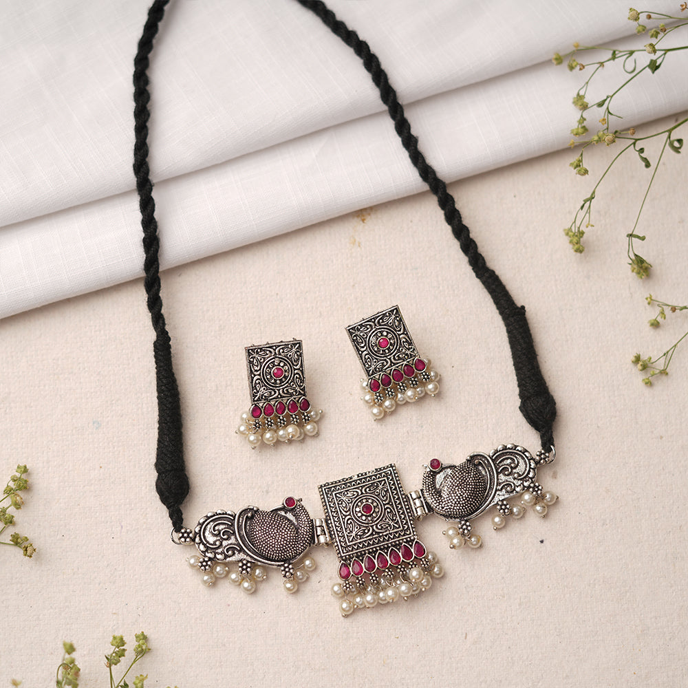 Shubhrangi – Oxidised Brass Necklace Set