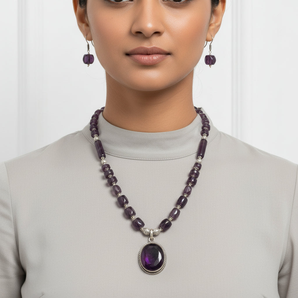 Tanirik- Stone-Studded Long Necpiece Set
