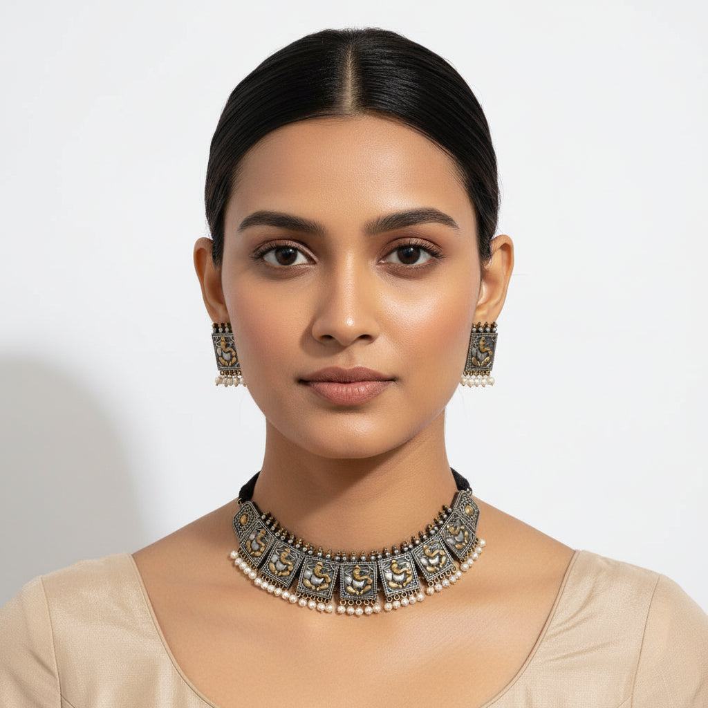 Manorama- Hanging pearl neckpiece set