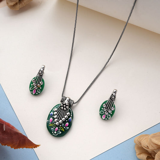 Aarshiya- Colorful Oxidised Neckpiece set(Green)