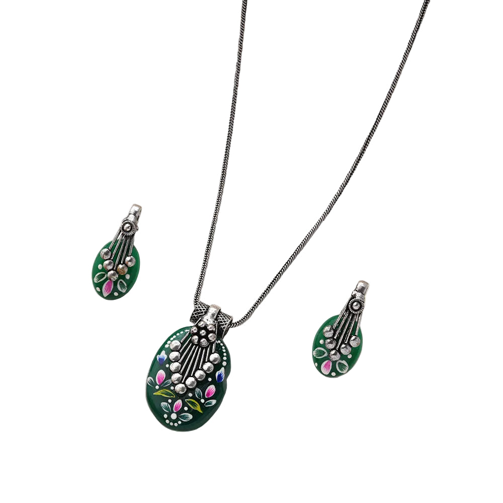 Aarshiya- Colorful Oxidised Neckpiece set(Green)