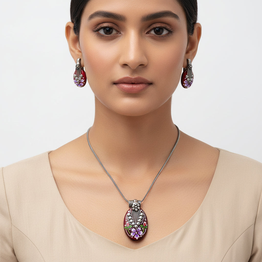 Aarshiya- Colorful Oxidised Neckpiece set(Golden)