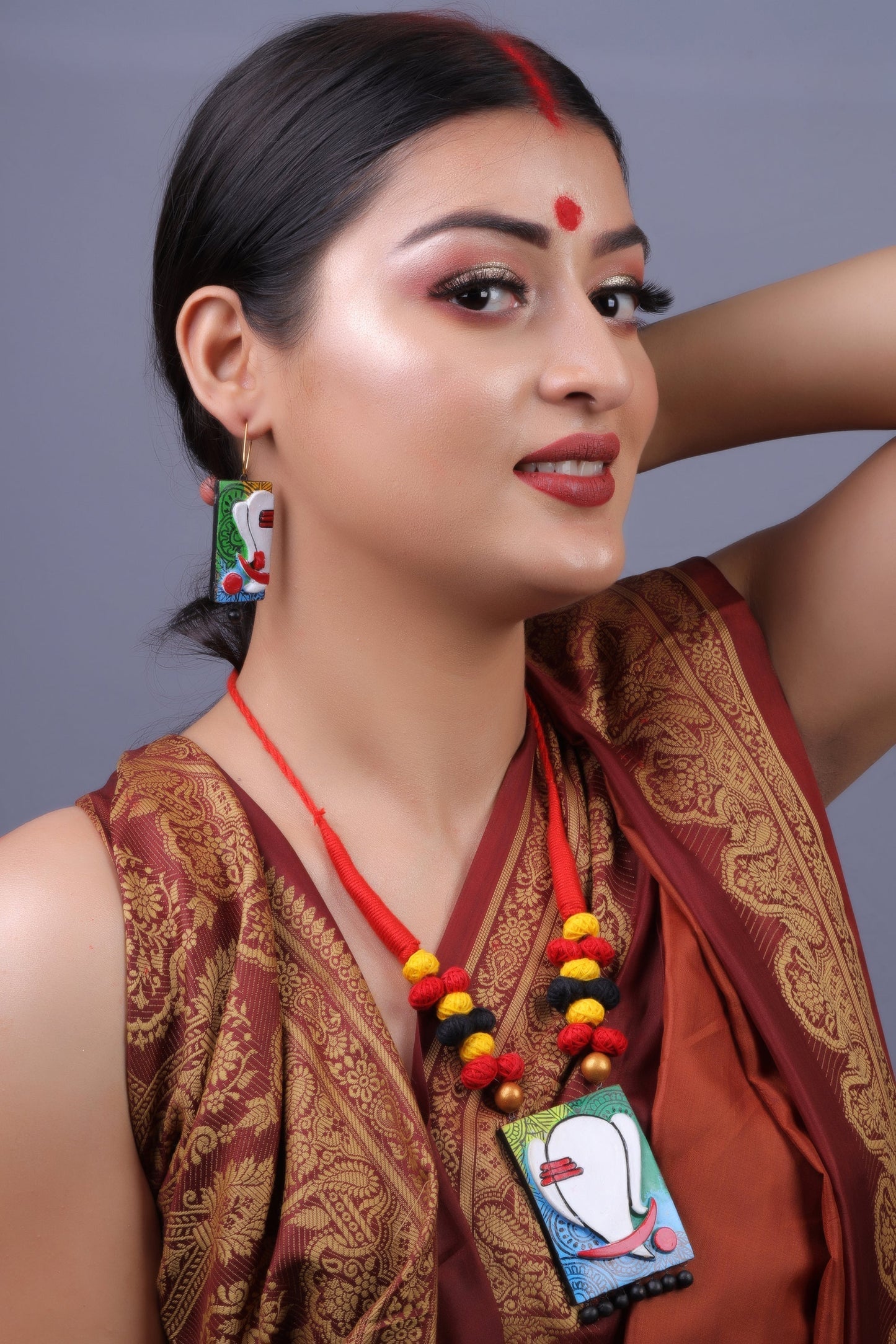 Mrittika- Handcrafted clay Ganesha Necklace Set