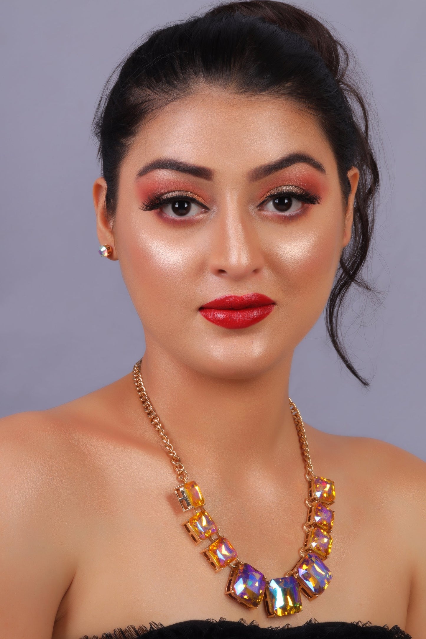Dazzling Muse- Stone studded statement neckpiece(Multicolored)