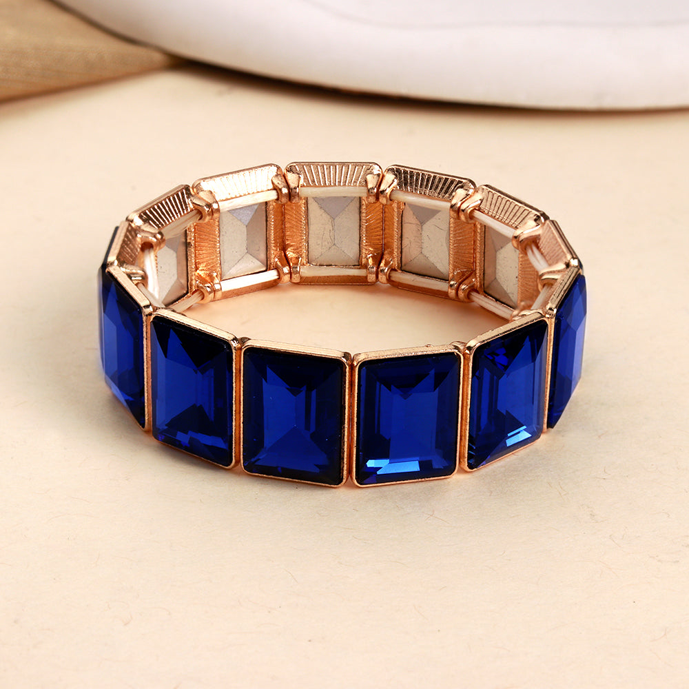 Stone slay- Stone studded Statement bracelet(blue)
