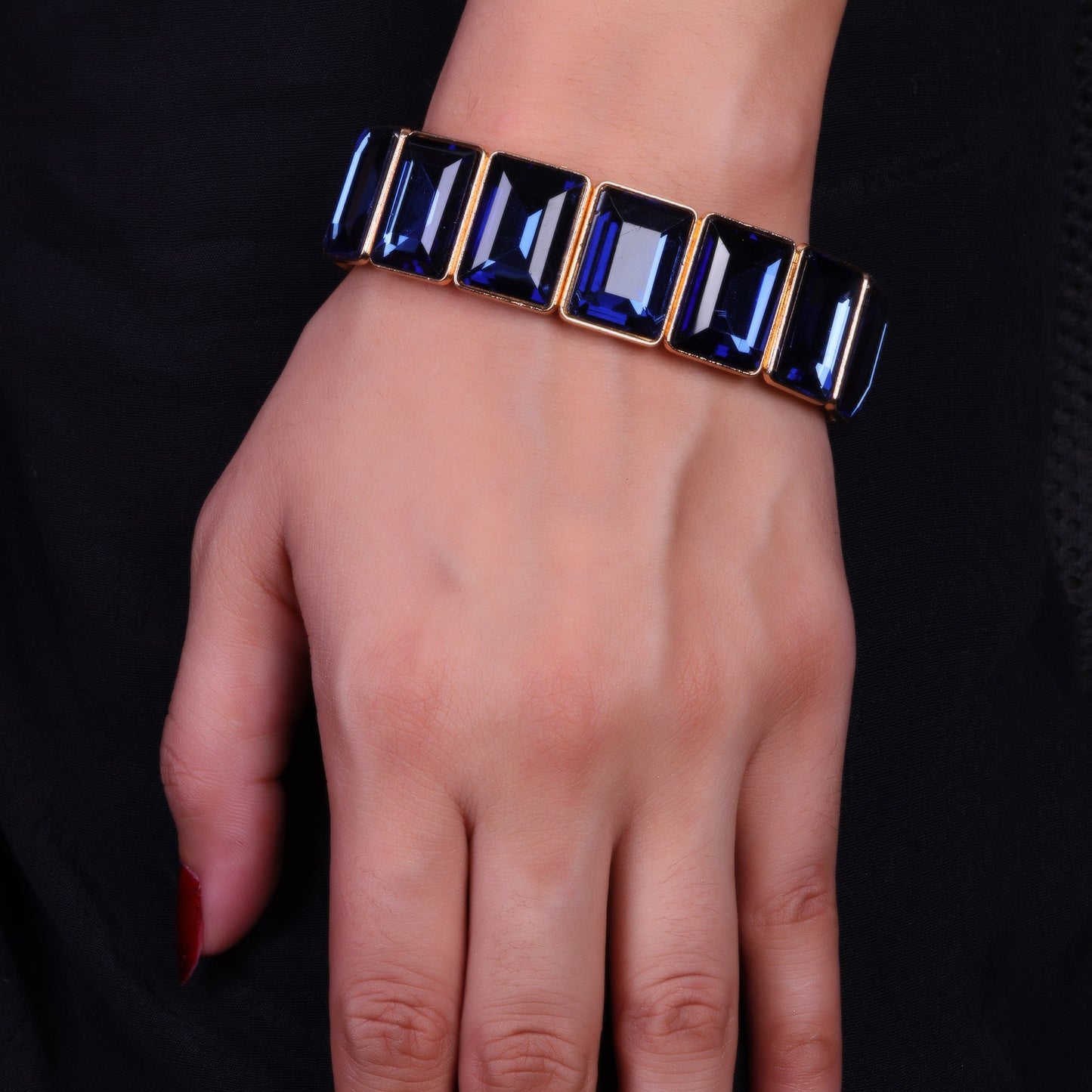 Stone slay- Stone studded Statement bracelet(blue)