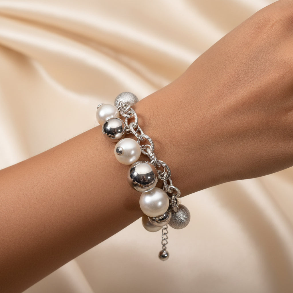 Bubble Bloom- Pearl statement bracelet